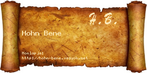 Hohn Bene névjegykártya